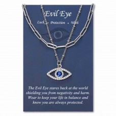 Dainty Layered Evil Eye Necklaces for Women Amulet Layering Choker Necklace Ojo Turco Layering Pendant Kabbalah Protection Jewelry Gift for Girls Her Birthday Christmas-silver