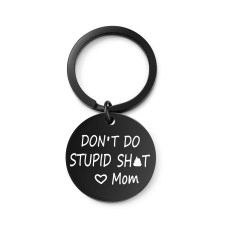 Seyaa Don't Do Stupid St Keychain Poop Funny Birthday Gifts for Son from Mom Gap Gift for Son Teenagers Teens Guy Graduation Valentine Christmas Humor Gag Gift Mother to Son SC001-Mom-Black