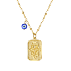 Gold Hamsa Necklace With Evil Eye, Hand of Fatima Evil Eye Necklaces Evil Eye Jewelry Nazar Amulet Protection Good Luck Gifts for Women Girls Teens-hamsacoin