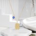 Gold Hamsa Necklace With Evil Eye, Hand of Fatima Evil Eye Necklaces Evil Eye Jewelry Nazar Amulet Protection Good Luck Gifts for Women Girls Teens-hamsacoin