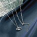 Dainty Layered Evil Eye Necklaces for Women Amulet Layering Choker Necklace Ojo Turco Layering Pendant Kabbalah Protection Jewelry Gift for Girls Her Birthday Christmas-silver